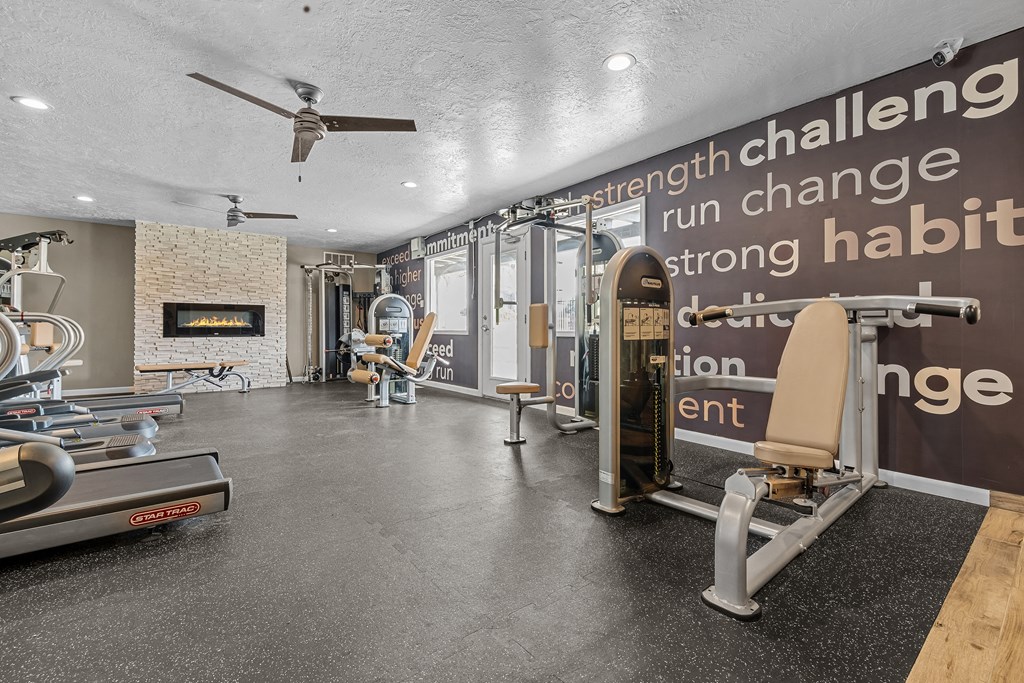 the gym at the flats at big tex apartments