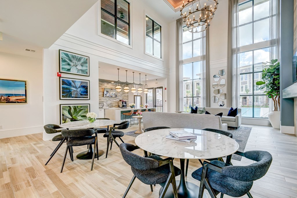 Clubhouse with tables and chairs