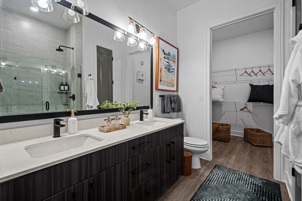 a bathroom with a sink and a mirror and a toilet