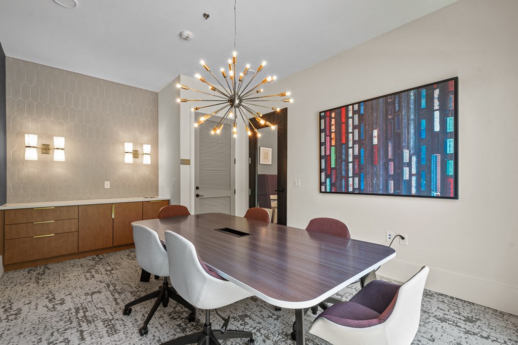 Conference room with a table and chairs