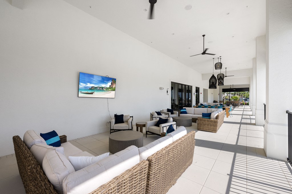 Poolside seating area