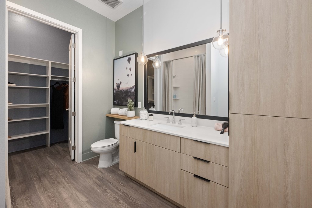 a bathroom with a sink and a toilet and a mirror