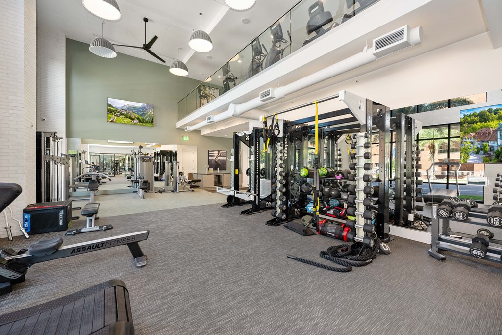 the gym at the flats at big tex apartments