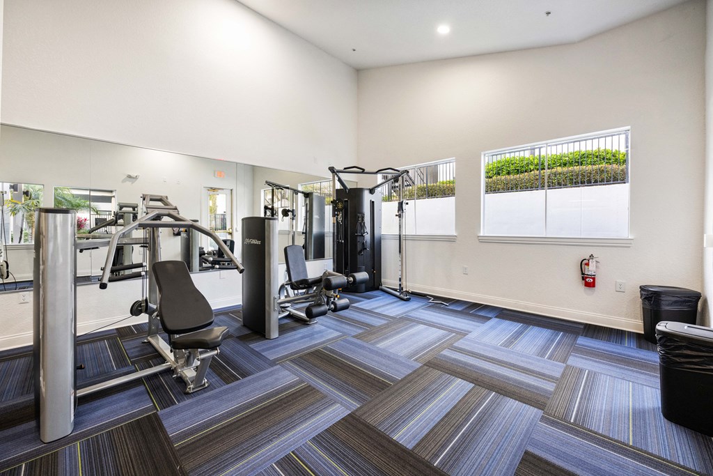 the preserve at ballantyne commons fitness room with weights and cardio equipment