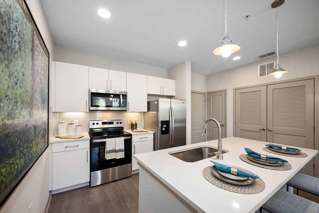 kitchen with white cabinetry and stainless steel appliances