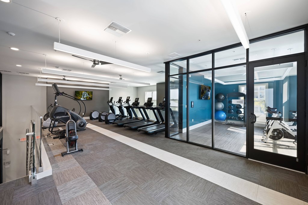 Community gym with cardio machines and weights
