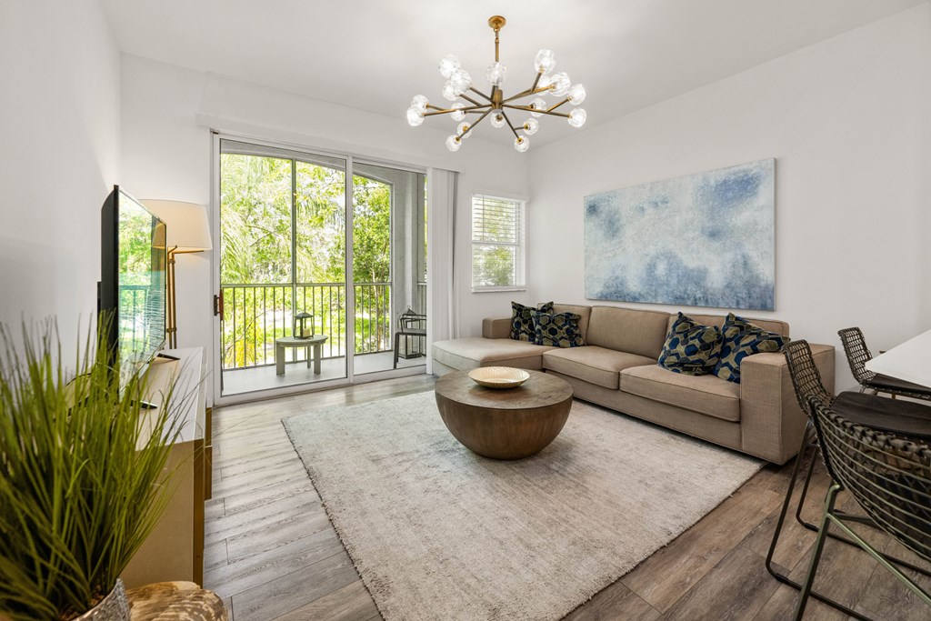 a living room with a couch and a coffee table
