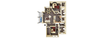 a 3d floor plan of a house with a bedroom and a living room