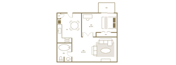 the illustration of a floor plan with a toilet and a sink