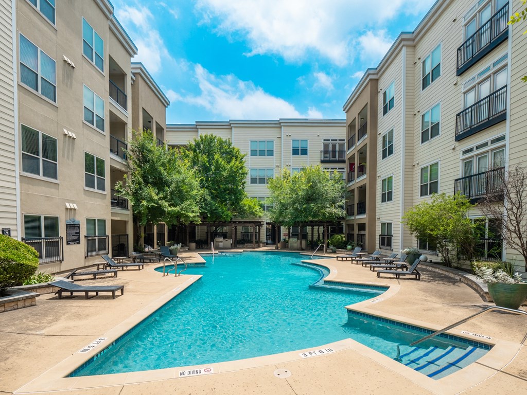 our apartments have a large swimming pool in front of our building