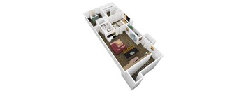 a floor plan of a home with a bedroom and a living room