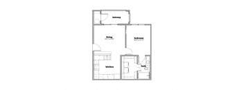 a floor plan of a 1 bedroom floor plan