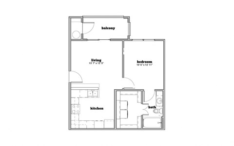 a floor plan of a 1 bedroom floor plan