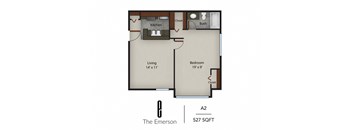 a floor plan of a two story apartment with a bedroom and a living room