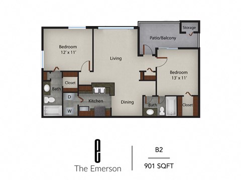 a floor plan of a studio apartment with a bedroom and a living room