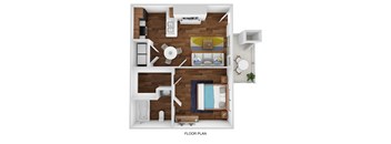 the 1121 floor plan  1 bedroom with 1 bath