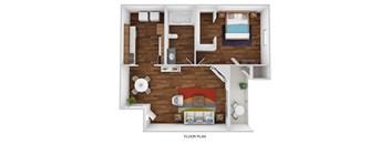 the bungalow floor plan with bedroom and living room