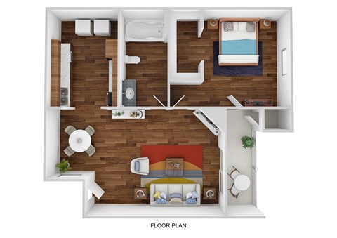 the bungalow floor plan with bedroom and living room