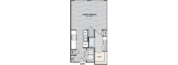 A floor plan of a living/sleeping area that is 18' x 14'5".