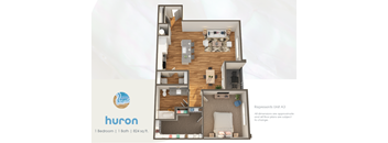 a floor plan for a 1 bedroom 1 bath apartment