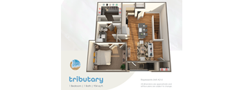 typical floor plan of the 1 bedroom 1 bath apartment
