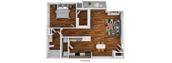 a sq ft apartment with a wood wall