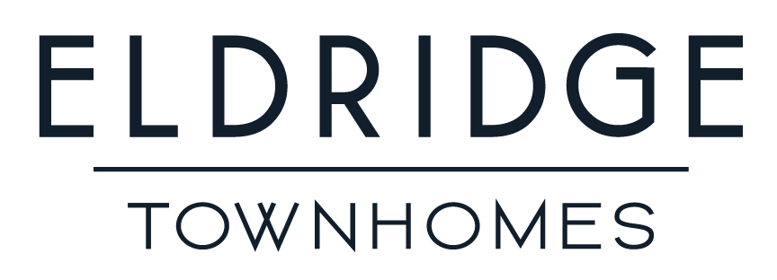 A logo with the words Eldridge Townhomes.