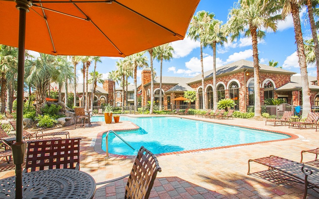 the swimming pool at our apartments in palm springs