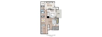 B2 floorplan, 2 bedroom 2 bathroom