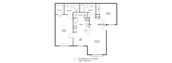 a floor plan of a house with two bedrooms and two baths
