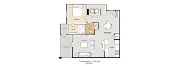 a floor plan of one bedroom one bathroom and a closet