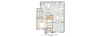 a floor plan of a small house with a bedroom and a living room