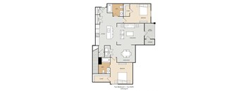 a floor plan of two bedrooms and two baths on the second floor