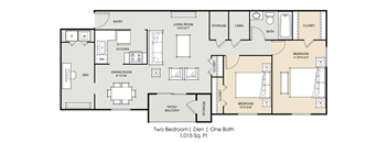 the floor plan of two bedroom deluxe 2100 sq ft