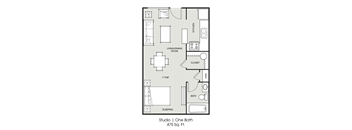 a floor plan of a small house with a bedroom and a living room