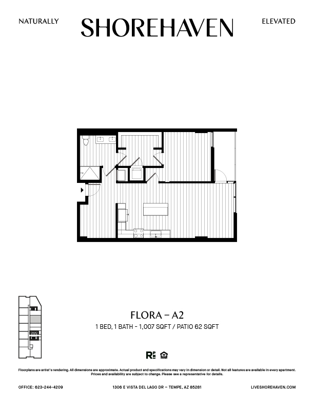 A black and white image of a floor plan for a property named Shorehaven.