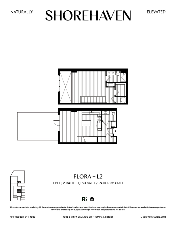 A black and white image of a floor plan for a property named Flora-L2.