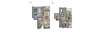 A floor plan of a two-level home with labeled rooms and dimensions.