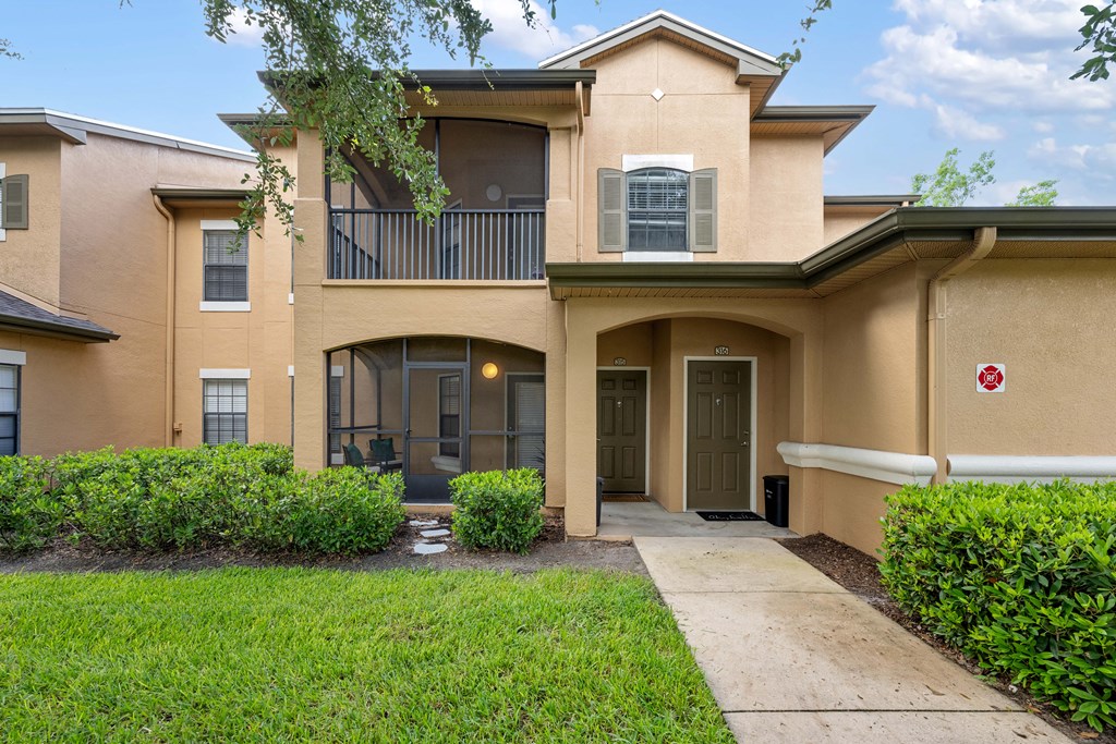 our apartments feature a walkway to the front door and a lawn