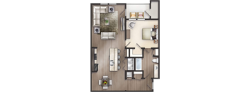 a floor plan of a 1 bedroom apartment at the abbey in trappist, k