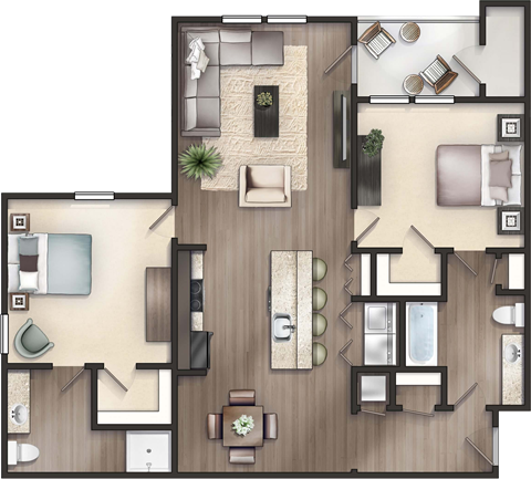 a floor plan of a bedroom apartment