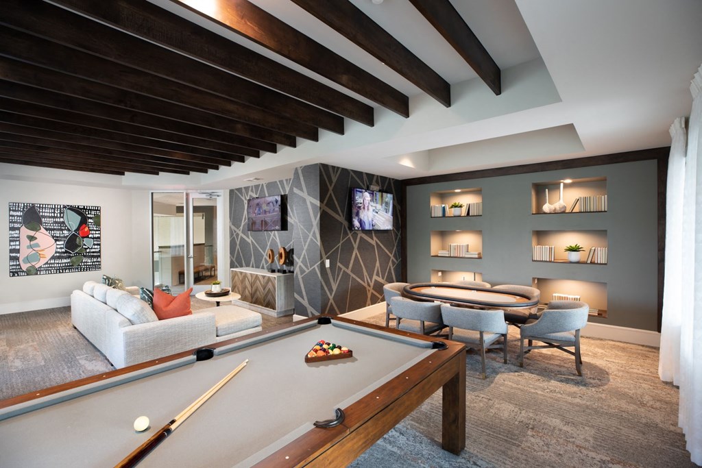 pool table with poker table game room