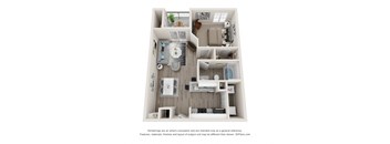 a stylized floor plan of a 1 bedroom192 sq ft