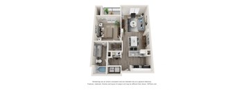 a stylized floor plan of a 1 bedroom floor plan
