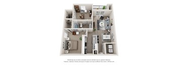 bedroom floor plan of a 1 bedroom 1193 sq ft apartment