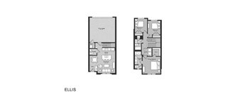 A floor plan of a two bedroom apartment.