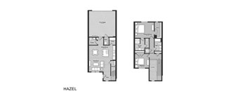 A floor plan of a two-bedroom apartment with a garage.