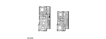 A floor plan of a two bedroom apartment.