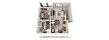 a 1 bedroom floor plan with a bathroom and a living room