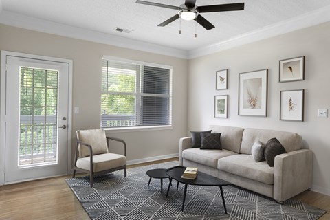 Living Room With Ceiling Fan at Greys Harbor at Lake Norman, North Carolina, 28078
